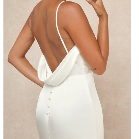 Lulus Lovely Endearment White Satin Sleeveless Backless Maxi Dress Size XS NWT - Picture 5 of 7